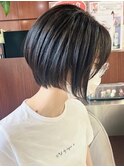 20代30代大人可愛い小顔ボブ前下がりショートボブ前髪ありツヤ髪