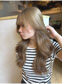 20代30代オリーブグレージュくびれヘア韓国レイヤーロング