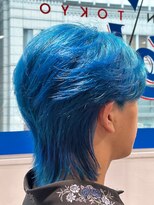 オーシャントーキョー 神戸(OCEAN TOKYO KOBE) ブルーニュアンスセンターパートウルフ青髪