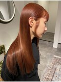 オレンジブラウン×髪質改善カラー×ロング