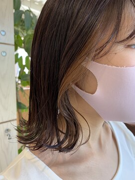 アドラーブル 万代店 (adorable) 【ピンクベージュ】やわらかボブスタイル【インナーカラー】