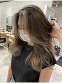 前髪かきあげフェイスフレーミングハイライトカラー！