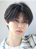 シースルーマッシュニュアンスパーマビジネスヘアセンターパート