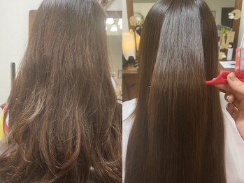 サロンアピス(salon APIS)の写真/【お悩み解決】広がり,パサつき,うねりなどお悩みは人それぞれ。髪の状態に合わせた薬剤で理想の仕上がりに