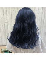 アース 東戸塚店(HAIR & MAKE EARTH)&nbsp;ネイビーブルー×ウルフカット外ハネくびれ韓国風レイヤー
