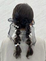 プルクラギンザ(PulchraGINZA)&nbsp;編みおろし／ツイン／リボン／結婚式/ヘアセット