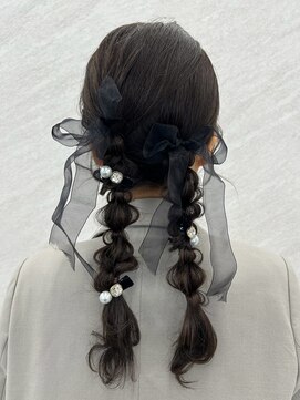 プルクラギンザ(PulchraGINZA) 編みおろし／ツイン／リボン／結婚式/ヘアセット