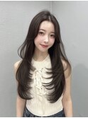 オリーブブラウン/レイヤーカット/透明感カラー/韓国ヘア