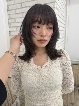ノラギンザユー(NORA GINZA/U) 顔まわりカット顔まわりレイヤーカットラベンダーカラー