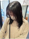 毛利/10代20代 暗髪透明感アッシュグレージュ ミディアムゆる巻