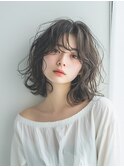 くすみベージュ/ミディアムパーマ/ゆるふわパーマ☆20代30代40代