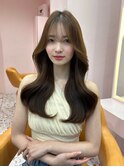 韓国ヘア/顔まわりカット/くびれヘア/前髪あり/シースルーバング