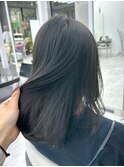 ◎美髪カールシアーカラーダークグレージュロングセミディ