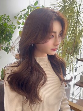 コート 表参道(Cote) 韓国ヘア 2wayバング 顔まわりカットNo.1 レイヤー グレージュ