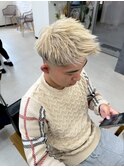 メンズカット+刈り上げショート/ホワイトブロンド