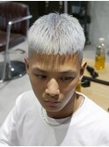 MEN'S/クロップ×ホワイトシルバー/ダブルカラー/短髪