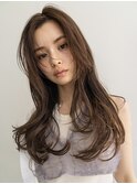 レイヤーカットハッシュカット顔まわりミディアムロング