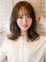 ベレッタ 楠葉店(veretta.)&nbsp;シースルーバング×ミルクティーベージュ/小顔レイヤー/ゆるふわ