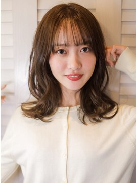 ベレッタ 楠葉店(veretta.) シースルーバング×ミルクティーベージュ/小顔レイヤー/ゆるふわ