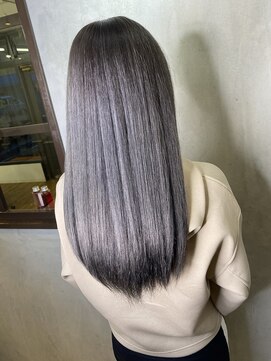 アンダーバーホワイトモデ 河内長野(_WHITE mode) ☆　グレイジュ　ロング　灰色　アッシュ　千代田×河内長野