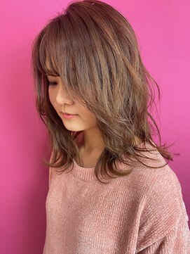 ヘア プロデュース キュオン(hair produce CUEON.) くびれミディ×ピンクベージュ