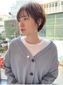ワンカールで可愛いショコラベージュとベビーバングショート