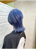 ウルフカット×ネイビーブルー
