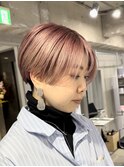 ペールピンク/刈り上げマッシュショート/くすみベージュ/表参道