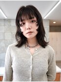ニュアンスウルフ 透明感ブラウン くせ毛風 ブリーチ無し
