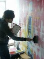 ミンクス 青山店(MINX) 絵を描きます。写真は先日個展の際に描いたsoraシリーズの1つ