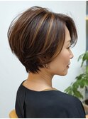 ショートカット　ハイライト　白髪ぼかし 【TELA HAIR取手店】