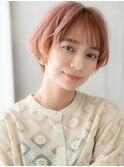 コーラルピンクイメチェン小顔マッシュショートX大宮10代20代