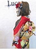 結婚式×ボブヘアアレンジ×振袖