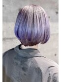 ケアブリーチ/ラベンダーxブルーバイオレット裾カラーxボブd