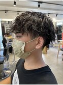 波巻きスパイラルパーマツイストスパイラル刈り上げツーブロック