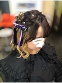 編み込みハーフアップ