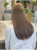 ミルクティーベージュカラー韓国ワンホンヘア艶カラーハイトーン