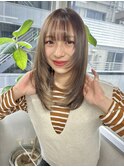 ロングレイヤー×ブラウンベージュ
