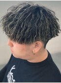 奈良men'sホワイトメッシュツイストスパイラルパーマ