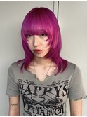 ショッキングピンク　ウルフカット　宇都宮