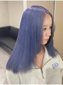 12400艶髪ネイビーブルーブルーシルバーストレートブルーカラー