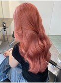 ミルクティーピンクアッシュベージュダブルカラー韓国風レイヤー