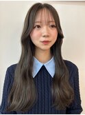 オリーブグレージュ 透明感カラー 艶髪 髪質改善 顔周りカット