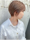 ハイトーンショートくびれ丸みベージュグレージュ20代30代40代
