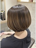20代30代40代艶髪ハイライト立体感丸みボブ似合わせカット