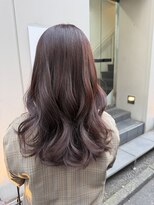 リゼル ユア 渋谷(RISEL YUA)&nbsp;『ブリーチなしカラー』ラベンダーブラウンカラーのセミロング