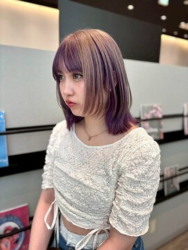 透明感ピンクベージュ/レイヤーカット