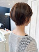 福山人気20代30代40代コンパクト小顔ショートヘアくすみブラウン