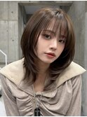 ザクザクレイヤーカット艶髪×透明感グレージュカラー