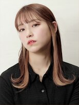 ブッシュ 水広店(BUSH)&nbsp;セミロング×インナーカラー×ベージュ